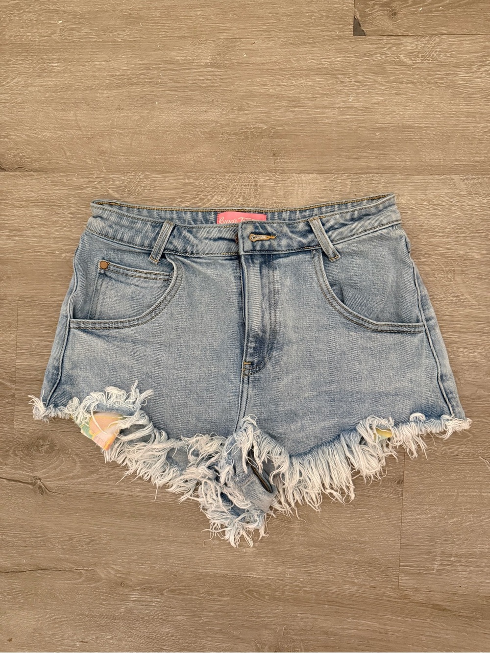Light Wash Frayed Denim Shorts - Casual Summer Style
